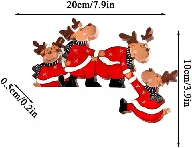 Weihnachtliche Türrahmen-Dekoration – Buntes Cartoon-Design Aus Holz, Ca. 20 Cm, Mit Aufkleber