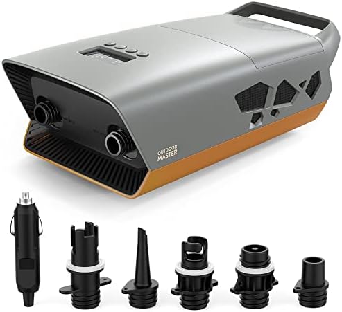 OutdoorMaster 20PSI High Pressure SUP Air Pump The Cachalot - Intelligent Dual Stage Inflation & Auto-Off, Deflation Function, 12V DC Car Connector for Inflatable Stand Up Paddle Boards, Boats