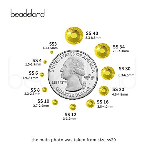 Image of Beadsland Flat Back Crystal Rhinestones,Lemon Yellow, SS40, 144pcs
