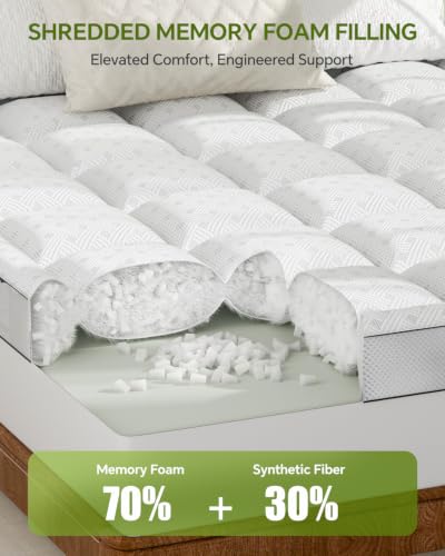 3 Inch King Mattress Topper Bamboo Viscose Thick Pillow Top Mattress Pad - image 7