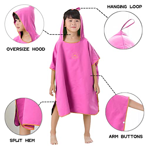 Hiturbo Kids Bath Towels: Microfiber Changing Robe - Quick Dry Surf Poncho - Absorbent Hooded Beach Towel - Soft Swim Cover Up (Purple) #TOP2