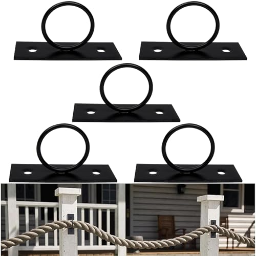 5 Pezzi Supporti per Corda, Supporto per Recinzione con Corda ad Anello da 5 cm, Porta Corda in Acciaio inossidabile, Corda per Corrimano Scale, Supporto Decorativo per Ganci a Muro Soffitto