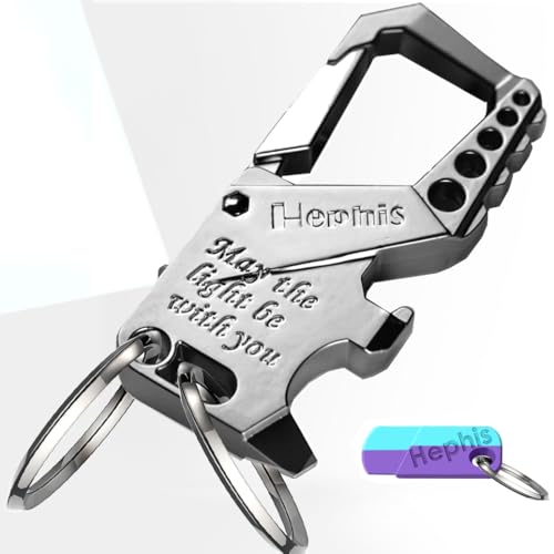 Image of Hephis Skull Heavy Duty Key Chain,Car Emergency Escape Tool, Seat belt Cutter,Bottle Opener,Carabiner Car Key Chains