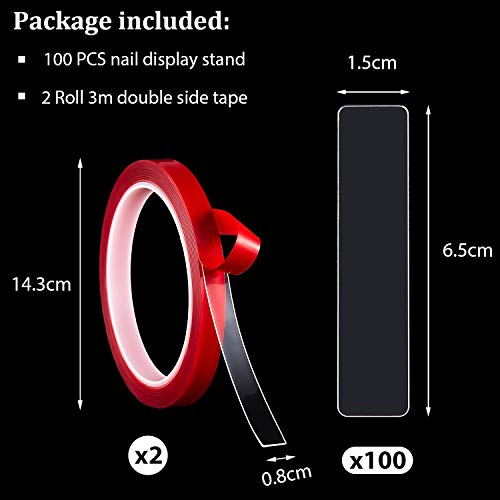 100 Pieces Transparent Nail Stand Nail Display Stand Holder Nail Boxes Packaging For Press On Nail Art Fake Nail Tips Practice Holder With 2 Rolls Double Sided Tapes For Nail Salon Home Office Supply #TOP1