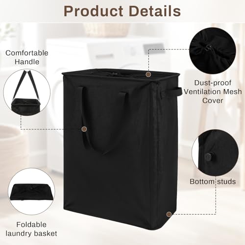 Slim Wäschekorb,Wäschesammler Schmal mit Griffen,Faltbarer Laundry Basket für Waschküche, Schlafzimmer,Badezimmer,Afbewahrungsbeutel für Kleidung Spielzeug 20 * 40 * 60CM