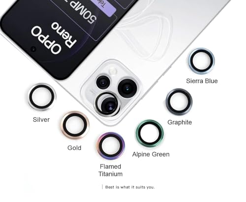 Image of FabeKee Tempered Glass Camera Lens Protector For 9H Hardness, Full Coverage Anti Scratch Camera Metal Ring (Reno15Pro /-silvar)