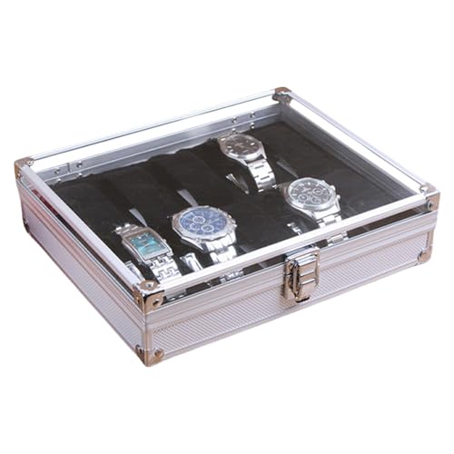 Caja de Almacenamiento de Relojes, Organizador de Cajas de Relojes para Hombres | Caja expositora de relojes de aleación de aluminio, organizador de cajas de relojes,Estuche rígido Caja de almacenamie