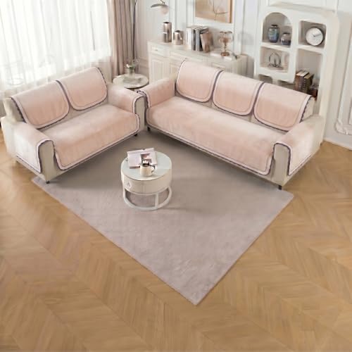 Image of Story@Home Sofa Set 5 Seater Cover Full | Sofa Covers 3 Seater and 2 Seater - 3+2 Sofa Cover Configuration | Sofa Mat with Sofa Back Covers and ArmRest Covers - Cotton Candy