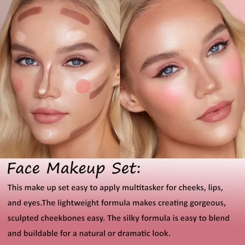 3PCS Liquid Highlighter Contour Blush Sticks - Langanhaltende Wasserdichte Rouge Makeup, Natürlich Gesichts Konturierungs Stift mit Sponge Tip - Buildable Contouring Bronzer