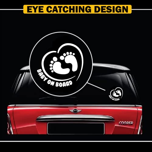Image of TOTOMO Baby on Board Sticker for Car - Window Decal, Bumper Sign for New Parents, Durable Waterproof Safety Warning Sign for SUV Truck Minivan - Footprint Heart, 1 Pack