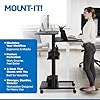 Mount-It! Mobile Desk Workstation 40 Inch Wide Large Rolling Computer Desk is Height Adjustable to 64 Inches, Sit Stand Computer Cart with Multi Level Shelves on Wheels in Black