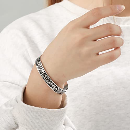 Sipuris Celtic Knot Bracelet For Women Men Celtic Triquetra Trinity Knot Viking Bracelet Cuff Bangle Stainless Steel Nordic Irish Adjustable Open Bangle Talisman Pagan Jewelry (Black) #TOP1