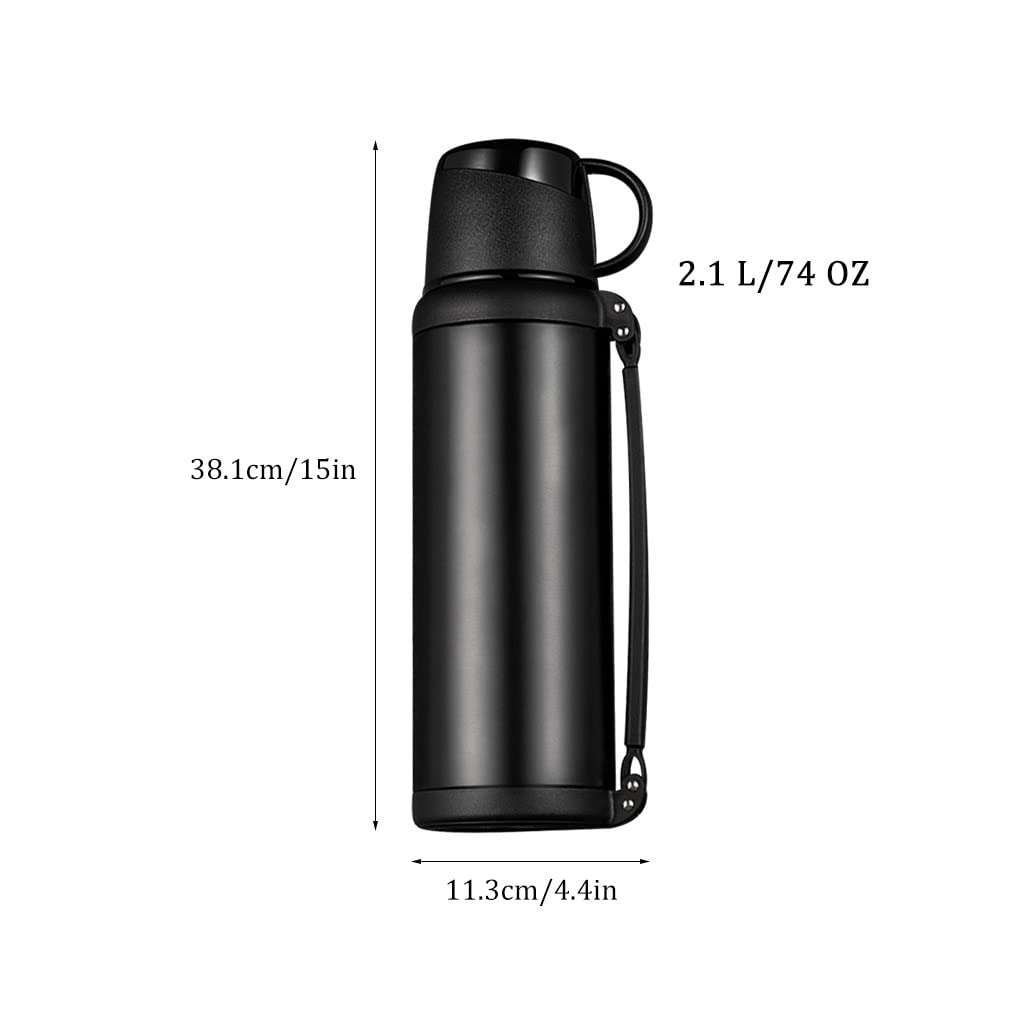 Isoliertopf Thermoskanne aus Edelstahl mit großem Fassungsvermögen, doppelwandige vakuumisolierte Wasserflasche für unterwegs, tragbarer Reisetopf für Outdoor-Fitness, Campingkaffe