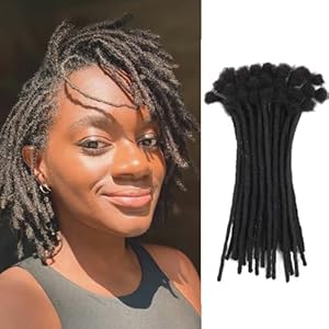 Loc Extension Human Hair 0.4cm Width 6inch 40 Strands 100% FUll Handmade Permanent Dreadlock Extension Human Hair for Women/Men/Kids Can Be Dyed Bleached Curled (Width 0.4cm Natual Black)