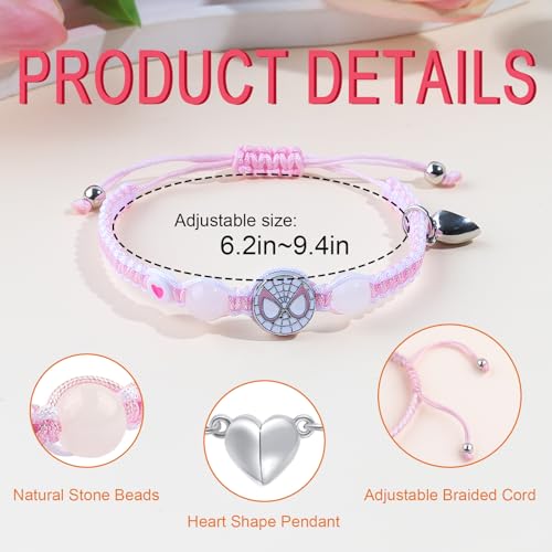 Couples/Friendship Matching Bracelets,Bat/Spider/kitty Bracelets Set, Valentine's Day Birthday Jewelry Gifts for Gf and Bf Soulmate, Matching Gifts for Husband&Wife Son&Daughters BFF (2pcs Spider)3