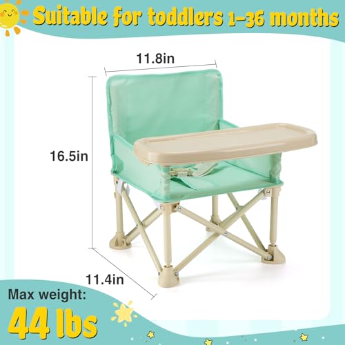 Silla de playa para niño pequeño - Silla plegable ligera para camping con bandeja y bolsa de almacenamiento, fácil de limpiar, segura para niños para césped, jardín, RV y viaje (Verde) miniatura 5