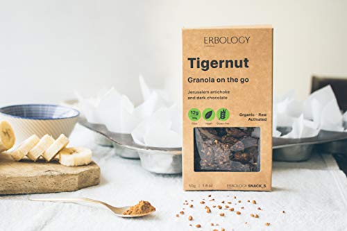 Organic Gluten-free Granola (12 x 1.8 oz Pack) with Tigernut and Sunchoke - Inulin - Gut-friendly - Raw - Vegan - Sprouted - Non-GMO