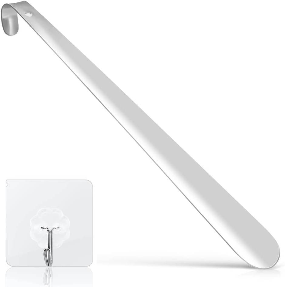Shoe Horns, Stainless Steel Shoehorn with Comfort Grip, Ergonomic Metal Shoe Horn with Hanging Holes, Portable for Children, The Elderly, Pregnant Women - Universal for Various Boots and Shoes