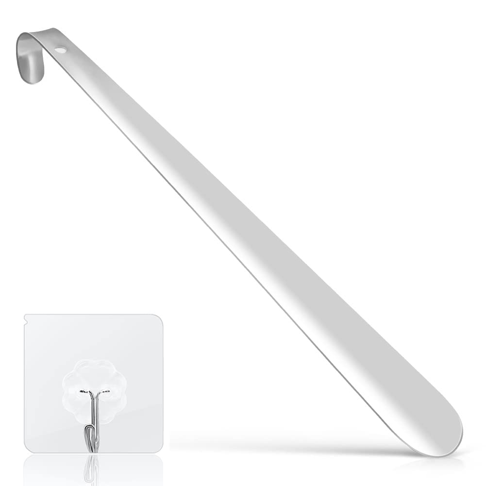 Shoe Horns, Stainless Steel Shoehorn with Comfort Grip, Ergonomic Metal Shoe Horn with Hanging Holes, Portable for Children, The Elderly, Pregnant Women - Universal for Various Boots and Shoes