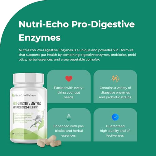 900mg Blend of 16 Digestive Enzymes,17 Probiotics,5 Plants Complex with Natural enzymes, and 3 Sea Vegetables for Digestive & Gut Health, Bloating&Meal Time Discomfort-90 Capsules - Image 4