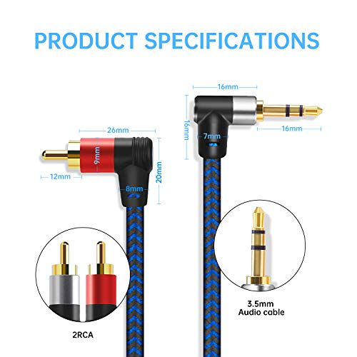 Ggmty Rca To 3.5Mm Aux Cable 10Ft Braided 3.5Mm Male To 2Rca Male Stereo Y Splitter Rca Cable. For Smartphones, Mp3, Tablets, Speakers,Home Theater,Hdtv #TOP2