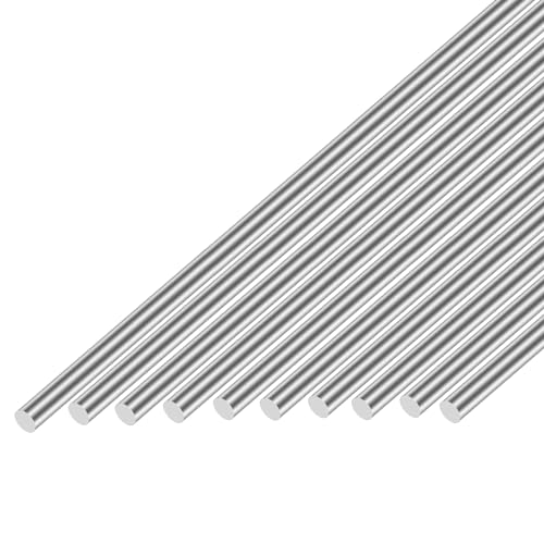 Image of 304 Stainless Steel Round Rod 6mm x 400mm, 10pcs Metal Solid Shaft Rods Lathe Bar Stock for Industry, Metal Working Hobbies and DIY Craft