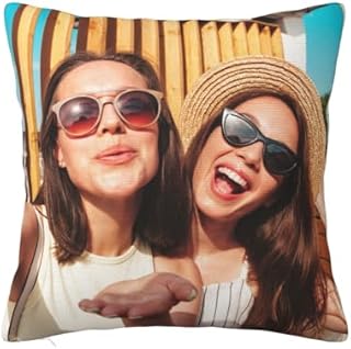 LMQJDZ Personalised Cushion Cover, Photo Custom Cushion Cover Double Sided Printed Customizable with Any Photo and Text,Perfect for Birthday, Mother'S Day, Personalised Gifts, (40x40cm)