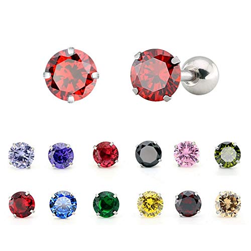 ANAZOZ Pendientes Mujer Acero Inoxidable Oro Rosa Blanco 5Pares Redondo con Circonita...