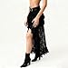 Women's Boho Lace Long Skirts Layered Ruffle Chiffon High Low Asymmetrical Flowy Skirts Y2k Sheer Mesh Maxi Skirts (Black, M)