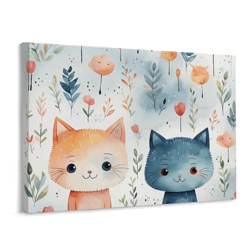 Toile murale chat cadre Noël décoration salon chambre moderne 40x30
