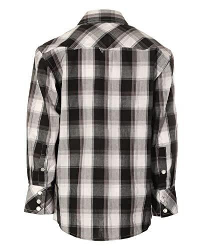 Image of Gioberti Boys Casual Western Plaid Long Sleeve Pearl Snaps Shirt