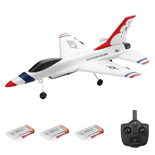 GoolRC Wltoys RC Airplane RC Fixed Wing XK A200 F-16B RC Airplane 2.4GHz 2CH RC Plane Flight Toys for Kids Boys with 3 Batteries