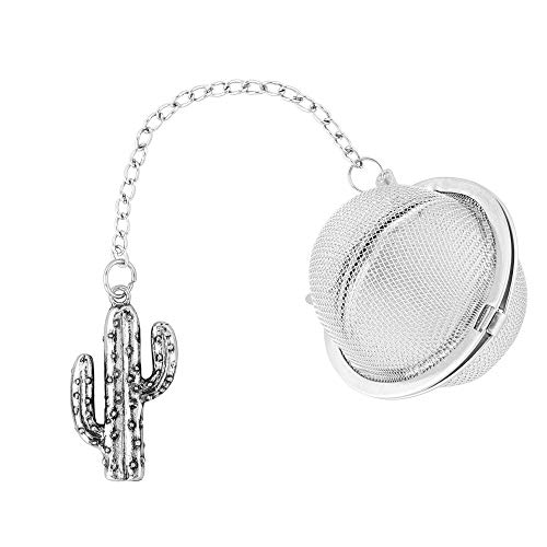 Supreme Housewares Supreme 18/8 Stainless Steel 2 Inch Mesh Tea Ball Infuser with Zinc Alloy Cactus Charm