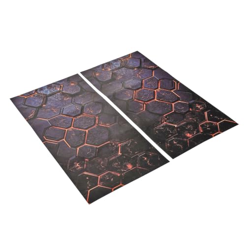 Image of Blueshyhall 2PCS Car B-Pillar Vinyl Decals, Lava Orange Honeycomb Personalized Vehicle Door Pillar Sticker, HD Printed PET Waterproof Sun Protection Scratch Cover