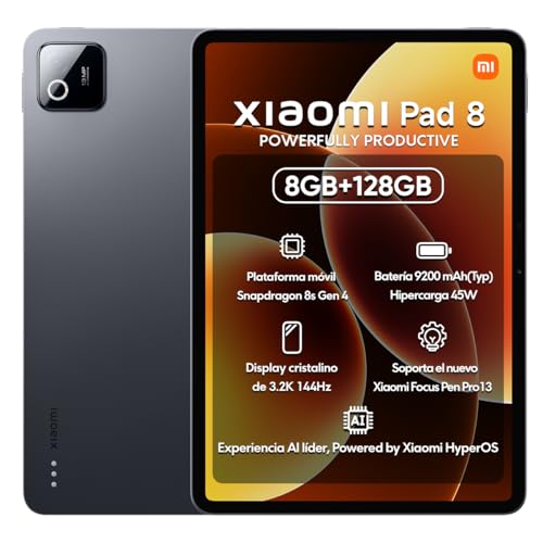 XIAOMI Pad 8 Ai WiFi Version Global (No Calls or Text) 11.2 inches 3.2K 144Hz 9200mAh Four Speakers 13 Mp Model 25097RP43G (Gray 128GB + 8GB)