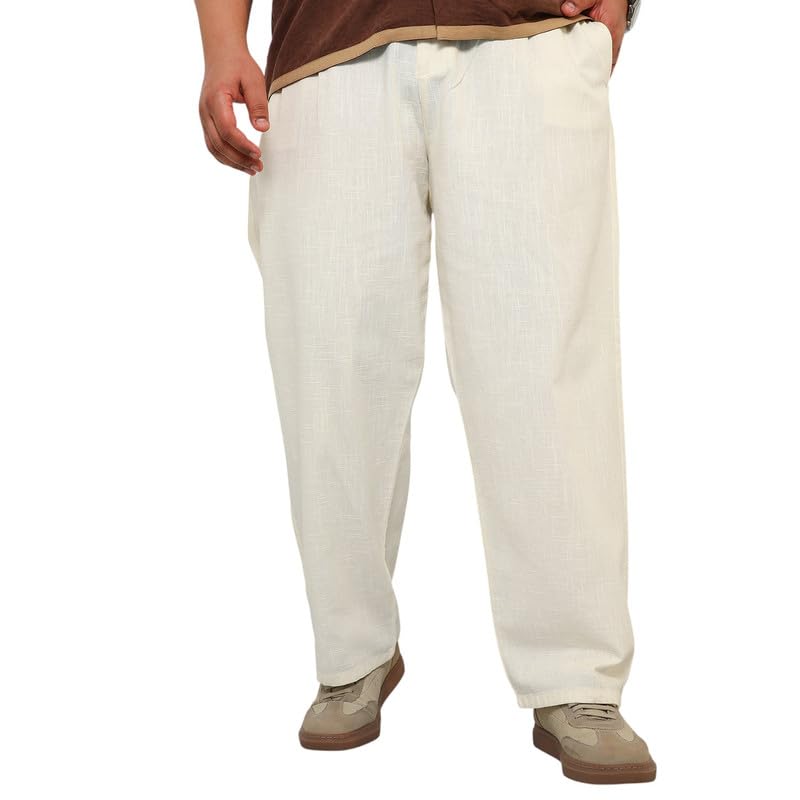instafab Plus Men's Trousers for Casual Wear | Mid-Rise | Straight Fit | Button Closure | Plus Size Trousers Crafted with Comfort Fit for Everyday Wear-picture-24
