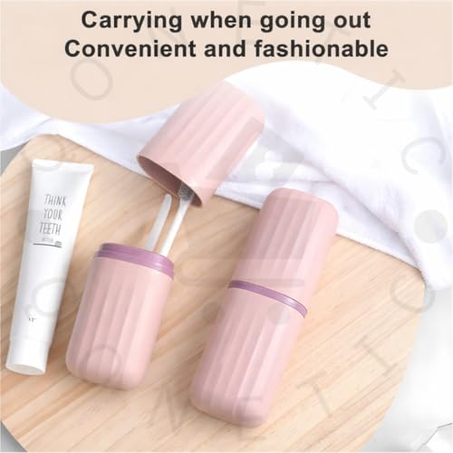 Image of QONETIC Travel Tooth Brush Holder for Bathroom Square Toothbrush Holder for Travel, Portable Toothbrush Case & Tooth Brush Cover Box Organizer for Traveling, Camping, & Business Trips (Peach)
