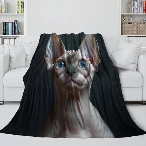 Plaid microfibre anti-froid chat Sphynx couverture douce 3D - 6