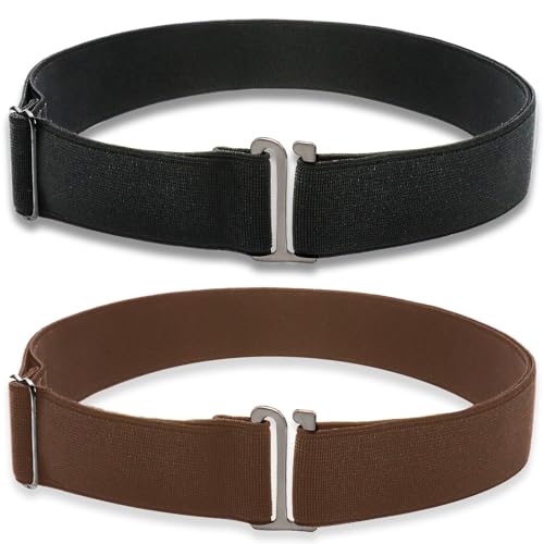 Rimoev Cinto elástico invisível, cinto elástico ajustável feminino, cinto de fivela plana, Preto, ma