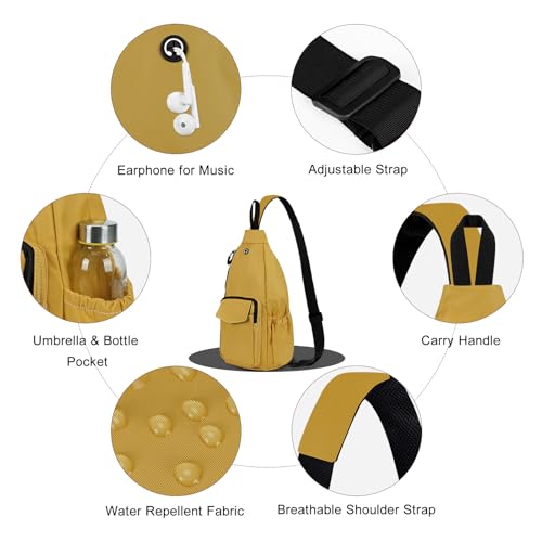 Duryarhall Sling Bag for Women Crossbody Chest Bag Convertible from Left to Right, Water Repellent Gym Backpack, Anit Theft, Lemon Yellow - image 4