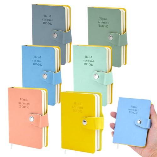 DIBALIYI 6 Pcs Pocket Notebooks, Mini Diary Notepad Memo Book, Small Button Journal, Portable Snap Note Book for School Office Supplies, Kawaii Notebook for Girls Women Gifts