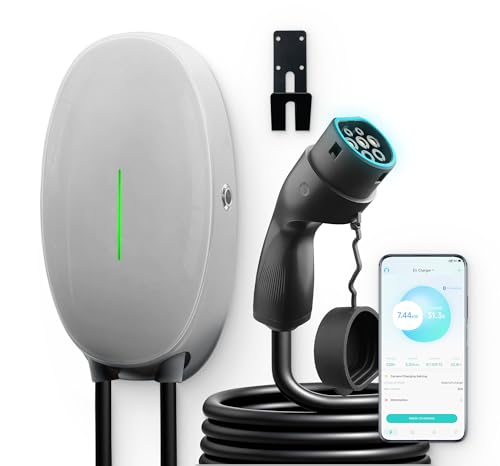 WISSENERGY Wallbox 7.4kW Type 2 Avec APP Contrôle, Borne De Recharge Voiture électrique Prend En Charge La Connectivité Standard Bluetooth, Chargeur Monophasé IEC 62196-2, Câble 32A 6M