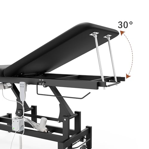 Image of Dolonm 2 Motors Electric Massage Table, Hydraulic Electric Lift Adjustable Waist and Height Lifting Functions for Treatment, Physical Therapy, Spinal Massage, Facial Spa, Waxing, Tattooing - Black