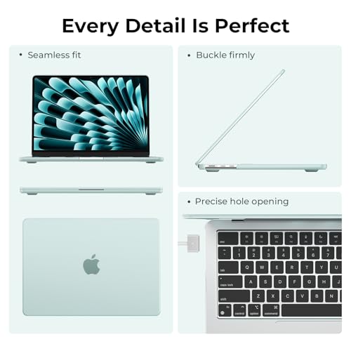 Image of EooCoo Compatible with Apple MacBook Air 13 inch Case M5 M4 M3 M2 2026 2025-2022,Ultra-Thin Cover for Mac Air 13.6 inch A3449 A3240 A3113 A2681,Translucent Matte Laptop Plastic Hard Shell Cover-Frost Sage