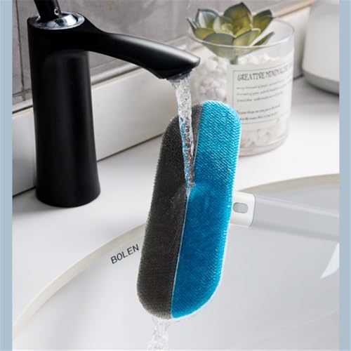 Image of Three in one non disassembly and cleaning screen window brush, glass scraper, dry and wet cleaning brush+scraper+gap brush, multifunctional clothing hair scraper 8PCS (blue)