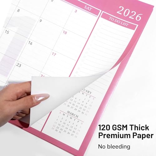 Image of Yoment Desk Calendar Refill 2026-2027, Jan 2026-Dec 2027, Large 10 inchx16 inch Monthly Planner with to-do Lists 24 Months Calendar for Office School Home, Pink
