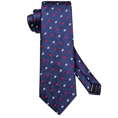Image of Dubulle Mens Tie Set Solid Paisley Silk Striped Necktie for Men with Cufflinks Tie and Pocket Square