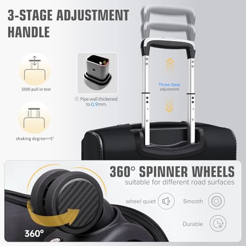 Softside Expandable Carry On Luggage Rolling Suitcase with Spinner Wheels (Black, 25-Inch)4