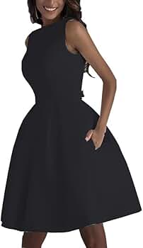 Amazon.com: OUSIRUI Sleeveless Black Satin Cocktail Dresses
