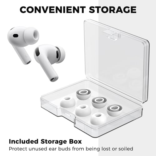 Image of AhaStyle Ear Tips for AirPods Pro 3 (2025) with Noise Reduction Hole【Fit in The Charging Case】 3 Pairs Silicone Ear Covers Replacement Tips for AirPods Pro 3rd Gerentation with Portable Storage Box